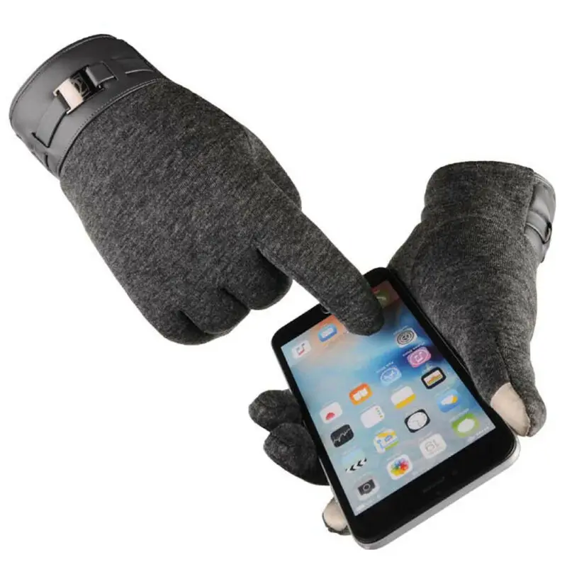 Новые мужские зимние теплые Kint полный палец флисовая подкладка сенсорный экран тепловые перчатки подкладка вождения зима теплый подарок