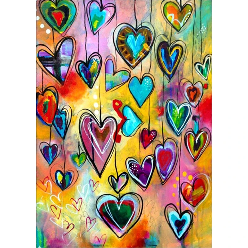 

5D Diy Diamond Painting Embroidery Cross Stitch Colorful Heart Needlework Craft