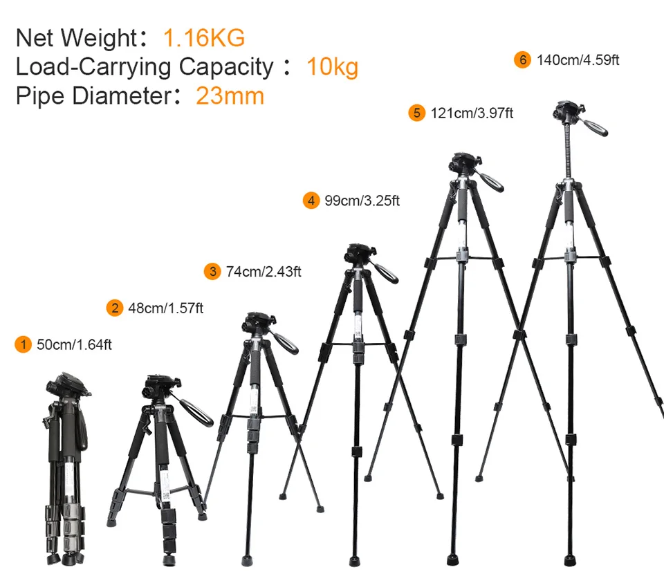 Huepar Multi-function Travel Camera Tripod 56