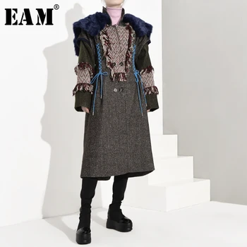 

[EAM] Loose Fit Split Joint Fur Tassels Long Woolen Coat Parkas New Long Sleeve Women Fashion Tide Spring Autumn 2020 JK6690