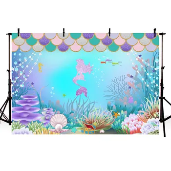 

Mehofond Under the Sea Backdrops Little Mermaid Seaweed Bubble Fish Girls Birthday Party Photography Background for Photo Studio
