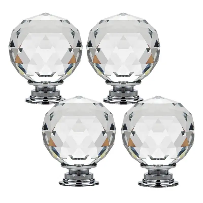 

Crystal Door Knob 4pcs Transparent Glass Clear Cabinet Drawer Handle + screw
