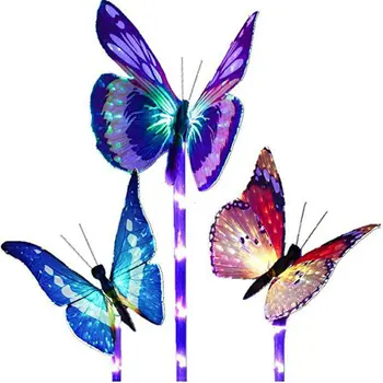

Solar fiber-optic butterfly ground plug lamp lawn lamp garden lamp led color changing butterfly lamp