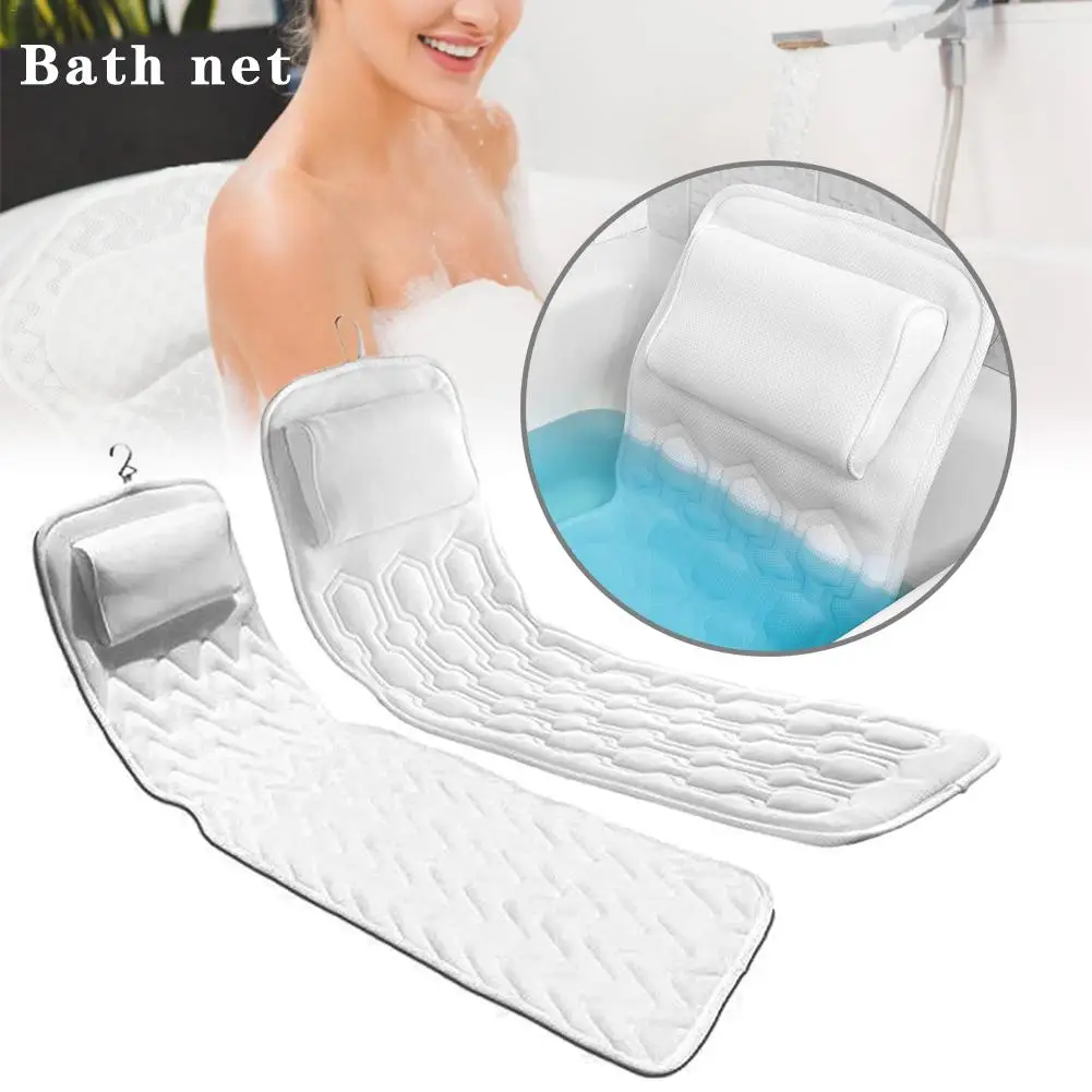 

Bath Cushion For Tub Extra-Large Full Body Bath Tub Pillow Non-Slip Spa Bathtub Mat Mattress Thick Breathable 3D Mesh Layers