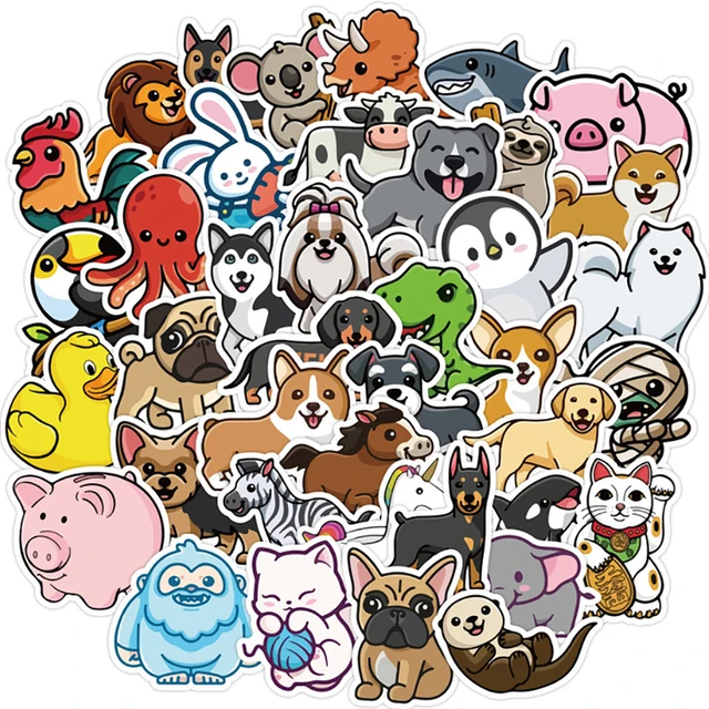 10/30/50PCS Kawaii Animal Cartoon Stickers Skateboard Fridge Phone Guitar Motorcycle Luggage Decal Sticker Fun for Kid Toy 50PCS