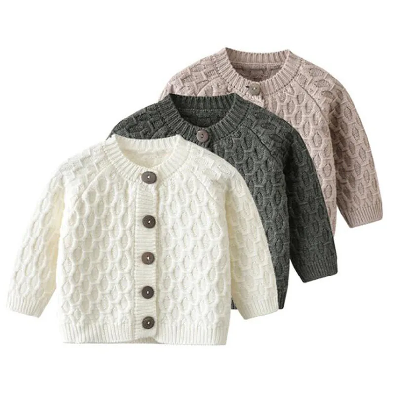 Online Nuevo 2019 primavera otoño bebé niño niña de manga larga de punto Cardigan abrigo de Color puro niños niño niña chaquetas