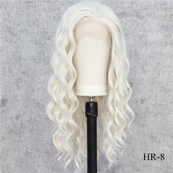 

Lvcheryl Natural Wave Long Synthetic Lace Front Wigs White Blonde Hand Tied Cosplay Drag Queen Make up Hair Wigs for Women