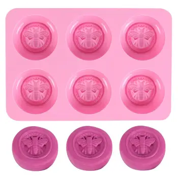 

Bee Silicone Mold 6 Round Bee Shape DIY Cake Cupcake Fondant Chocolate Sugarcraft Candy Cake Decorating Tools Soap Mould