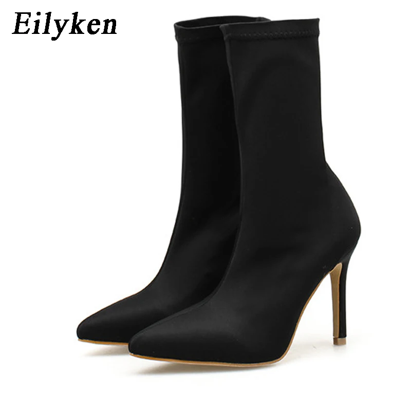 Eilyken/модные носки; женские ботинки; ботильоны из эластичной ткани; женские ботинки с острым носком; женская обувь; Новинка года; сезон весна-осень