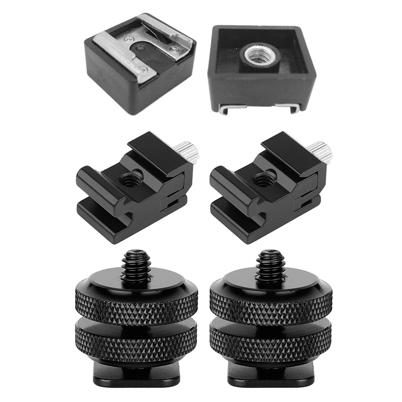 2Pcs Flash Hot Shoe Mount Adapter To 1/4 Inch Thread With 4 Pack Camera
