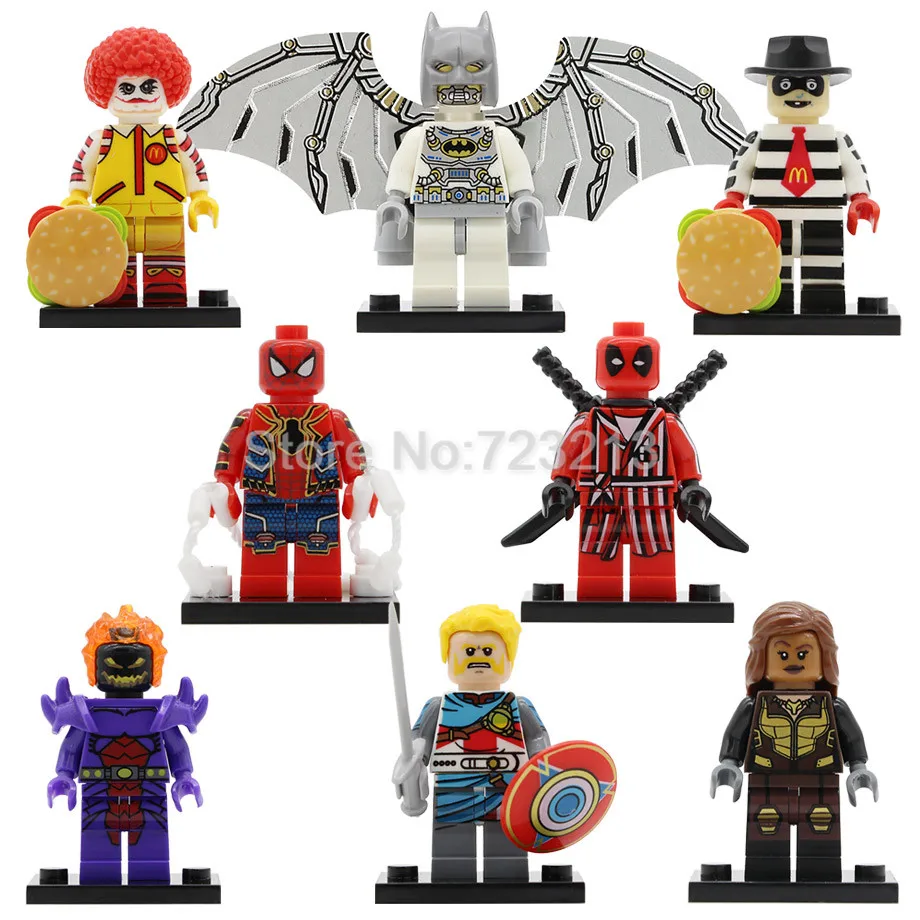 

Super Hero Batman Figure SDCC Vixen Iron Spider-Man Knight Mar Vell Dormammu Deadpool Building Blocks Sets Model Kits Toy