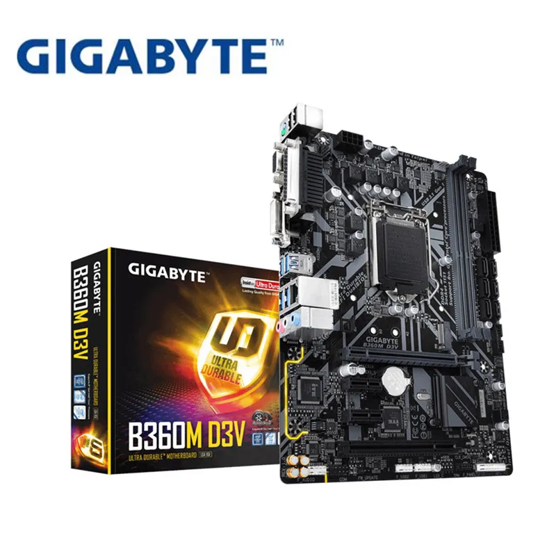 

For Gigabyte GA-B360M D3V Original NEW Motherboard B360 Socket LGA 1151 DDR4 USB3.0 SATA3.0 support CPU G4900 I3 8100 I5 8400