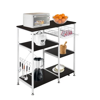

35.5 Inch Kitchen Baker's Rack Utility Storage Shelf Microwave Stand 3-Tier 3-Tier Table For Spice Rack Organizer Microwave Oven
