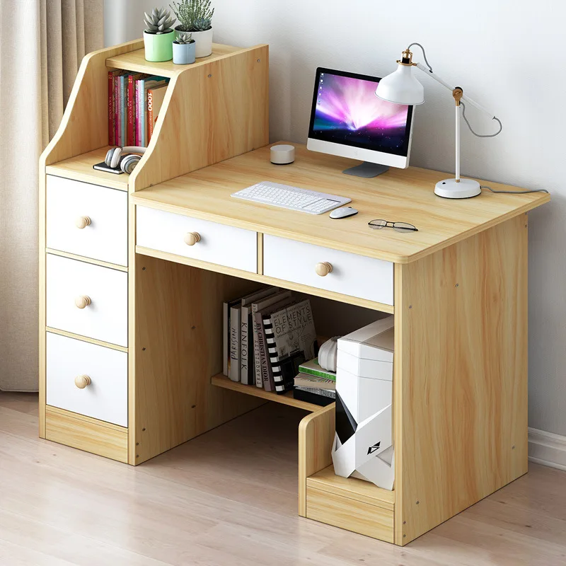 

Desktop Computer Desk Modern Minimalist Home Library Bookshelf Combination Students Writing Desk Bedroom Small Table