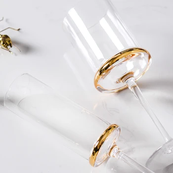 

European glass wine cup Luxury Electroplated gold goblet champagne glasses cups Bar Hotel party Water cup wedding glasses