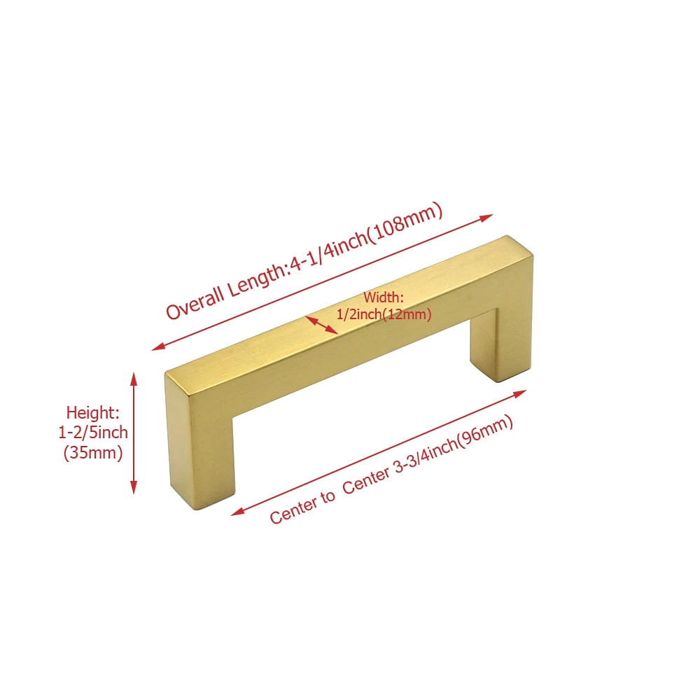 Hole centers96mm Золотая для шкафа ручки из матовой латуни ручки для шкафа ручки для ящика "~ 12,6" мебельная фурнитура Дверные ручки для шкафа золотые Hadles 1Pac - Цвет: Hole centers96mm