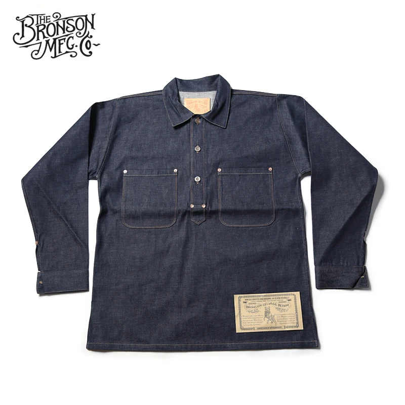 BRONSON LOT890 винтажная рубашка мужская холщовая и джинсовая джемпер California gold rush
