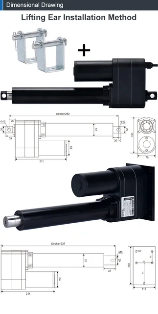 DC 12V Actuador lineal Carrera 1.969 in 12V Heavy Duty 176.4 lbs 176LB Baja  velocidad 0.394 in/s Motor eléctrico para automóvil médico