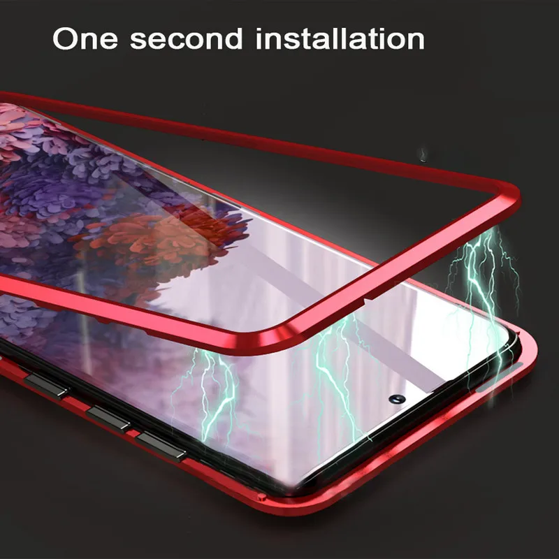 Магнитный металлический двухсторонний чехол для samsung galaxy a51 a71 a10 a20 a30 a50 s m30s a70
