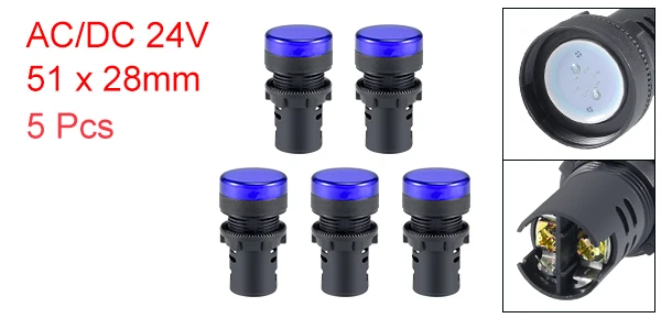Blue 5 Pack Uxcell AC/DC 24 В Световые индикаторы заподлицо Панель Крепление 7/" 22 мм красный зеленый желтый синий белый светодиодные сигнальные лампы - Цвет: Blue 5 Pack