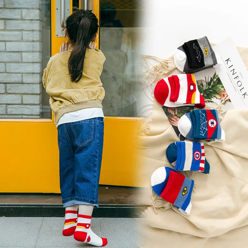 

New Style Spring Fashion-Style Children's Socks BOY'S Girls Korean-style Cartoon Socks Children Cotton Tube Socks Zhuji