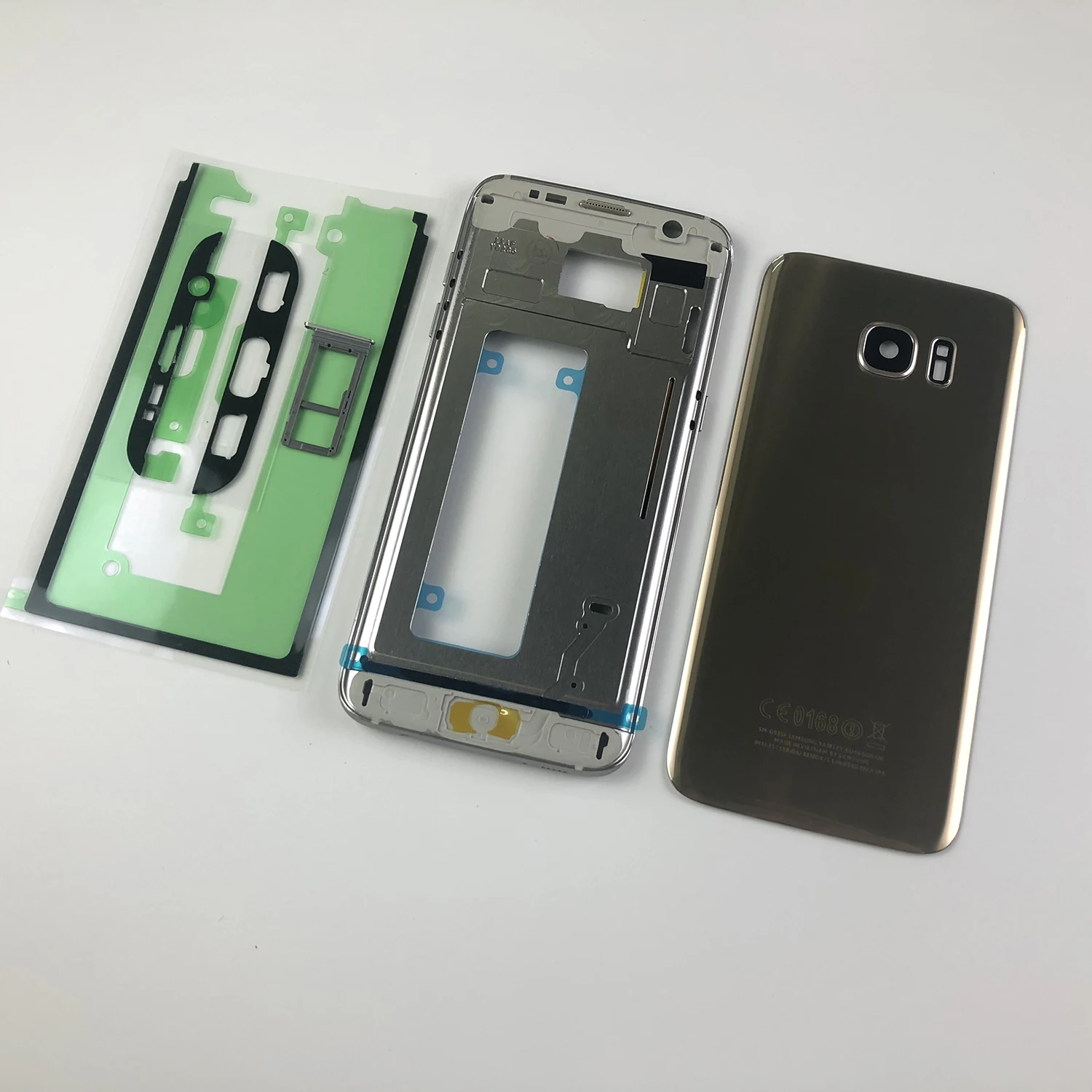 Для samsung Galaxy S7 Edge G935 корпус средняя рамка+ задняя крышка батареи и крышка объектива камеры+ клей+ держатель лотка для sim-карты