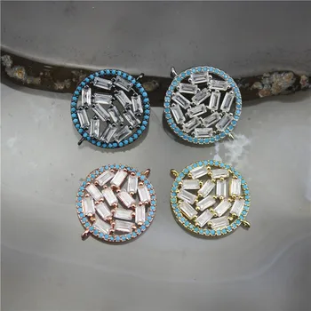

17mm 10pcs/lot Delicate cubic zircon micro pave charm connector,fashion cz round connector,handmade diy jewelry