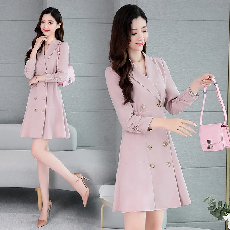 

2019 Autumn New Style Korean Models Fashion Long-sleeved Dress Women's Early Autumn Mid-length Online Celebrity Skirt Early Autu