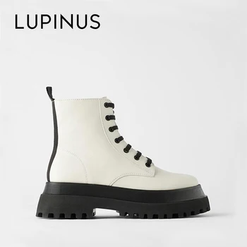 

Lupinus Fashion Platform Ankle Boots For Women 2020 New Women Leather Boots Luxury Brand Design Side Zipper Winter Women Boots