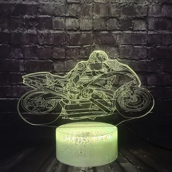 

LED Night light 3D Optical Cartoon Table Motorcycle Competition Collect Lampara 7 Color Change Lamp Boy Kid Toy Holiday Gift