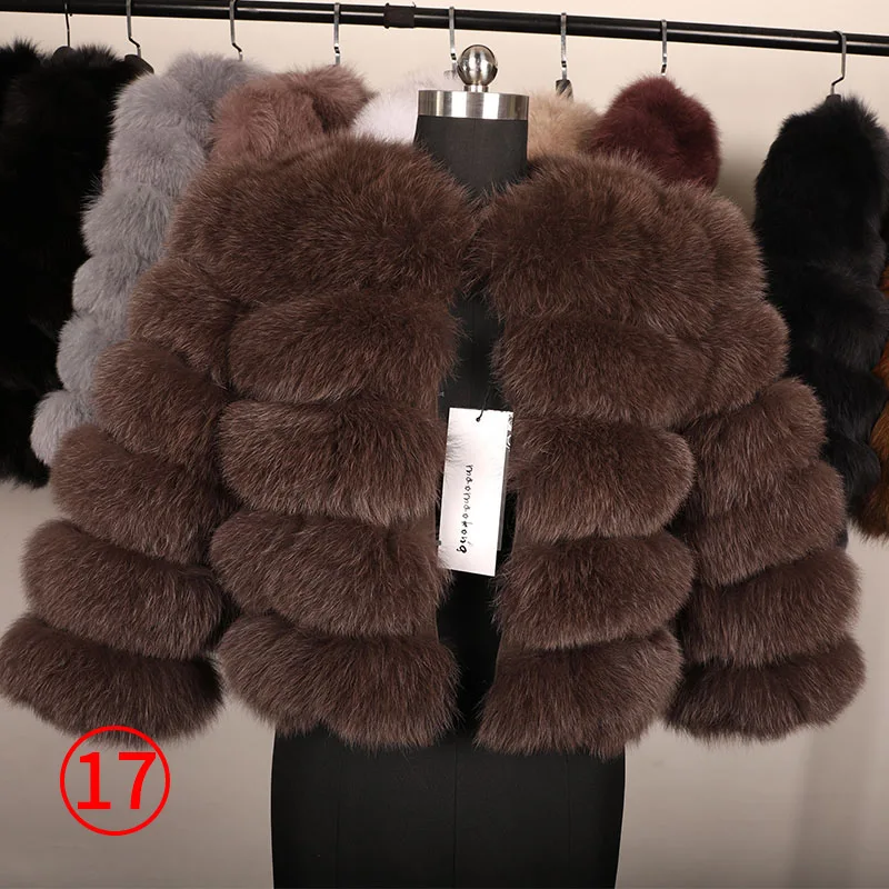 50CM-2 Женская теплая шуба из натурального Лисьего меха, длинный и короткий параграф, Зимняя мода, роскошный натуральный Лисий мех, кожа, трава, пальто, вечерние парки - Цвет: 50CM-2
