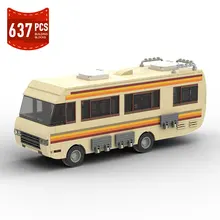 

Moc Technical Breaking Bad Car Building Blocks Kit Walter White Pinkmaned Cooking Lab RV Vehicle Model Toys for Children Gifts