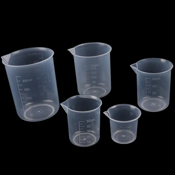 

New 2Pcs Useful 250ml/150ml/100ml/50ml/25ml Transparent Kitchen Laboratory Plastic Volumetric Beaker Measuring Cup