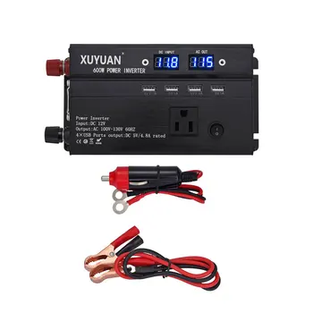 

600W LED Display Car Power Inverter 4 USB Converter Charger Adapter Modified Sine Wave with 2 Cigarrette Light Socket