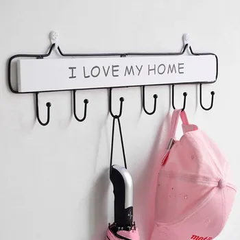 

Nordic Ins Iron Solid Wood Wall Hook Modern Minimalist Pendant Creative Kitchen Wall Decoration Coat Hooks Love Home Decoration