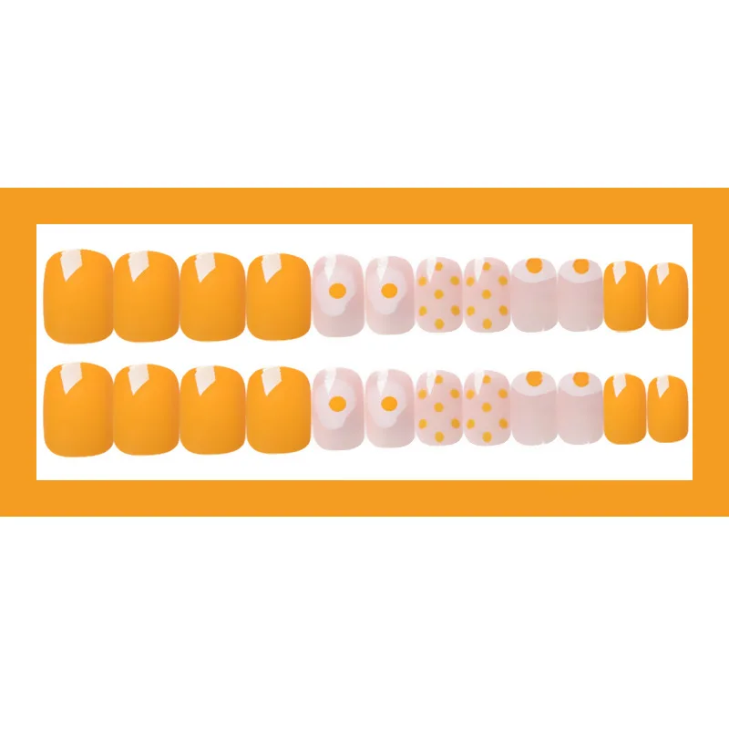 Nusx Mango Yellow Pure Color Poached Egg Cartoon Pattern False Nails Cute Summer Fake Nails Lady 4