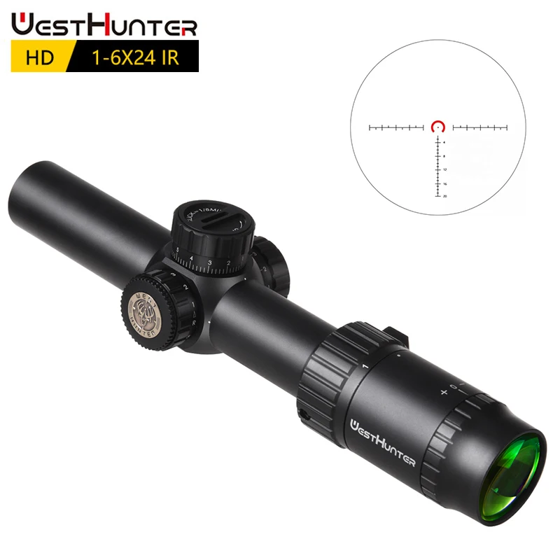 WESTHUNTER HD 16X24 IR Compact Scope Long Eye Relief Riflescopes Illuminated R/G Etched Glass