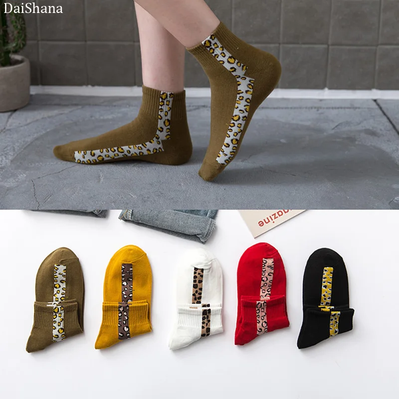 DaiShana Harajuku новые женские носки с леопардовым принтом Элегантные короткие