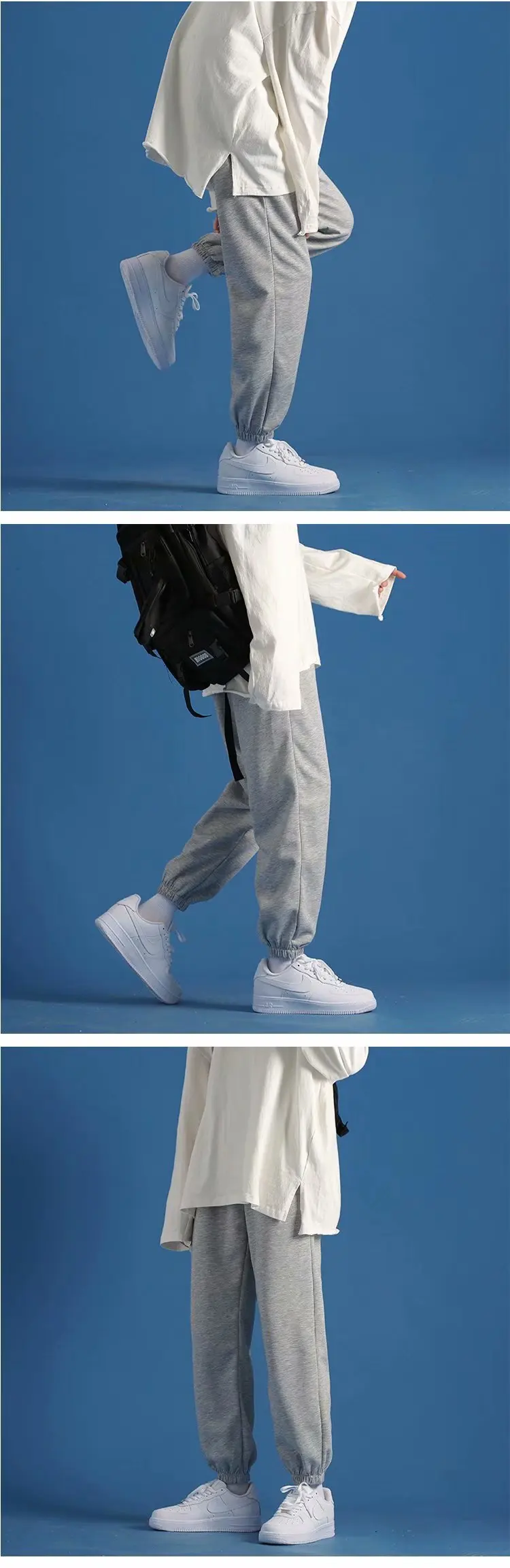 Description Picture 5 of itemICCLEK Sweatpants Men's Casual Trousers Loose Drawstring Leggings Pants Autumn and Winter Plus Velvet Thickened Wide-leg Pants
