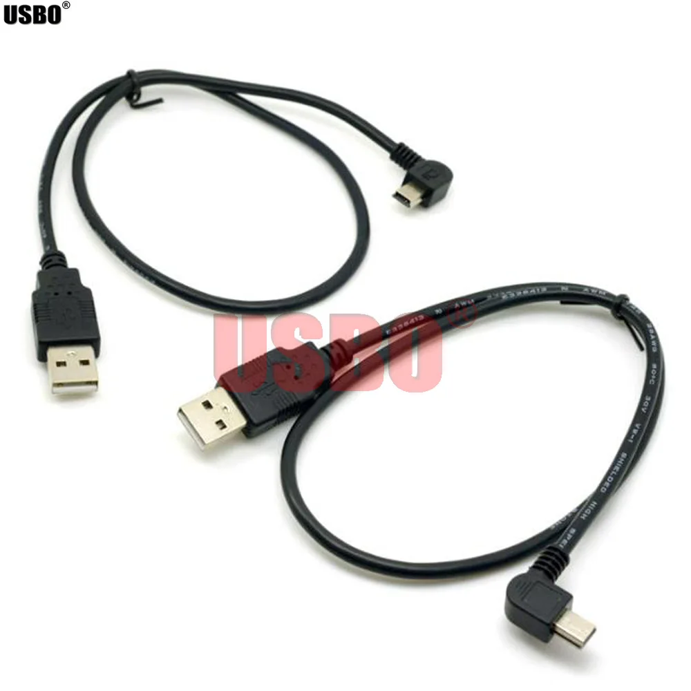 Высокое качество локоть черный 0,5 м 1,8 м 3,0 м 5,0 м USB 2,0 USB-A штекер мини-USB мужской удлинитель кабель для зарядного устройства