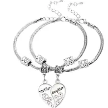 12 шт. Любовь бисер цепь мать и дочь Сращивание головоломки Сердце Браслеты Подвески Браслеты семья женщины девушка мама рождественские подарки