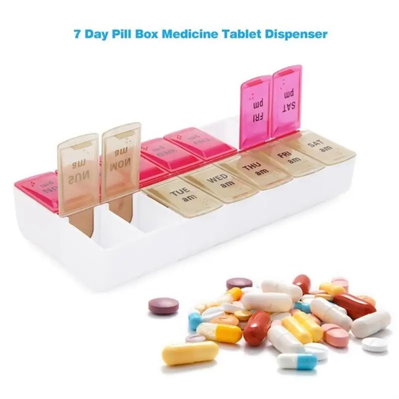 14 Grids 7 Days Weekly Pill Case Moisture-proof Medicine Tablet Organizer Pill Box Splitters Pill Storage Organizer Container