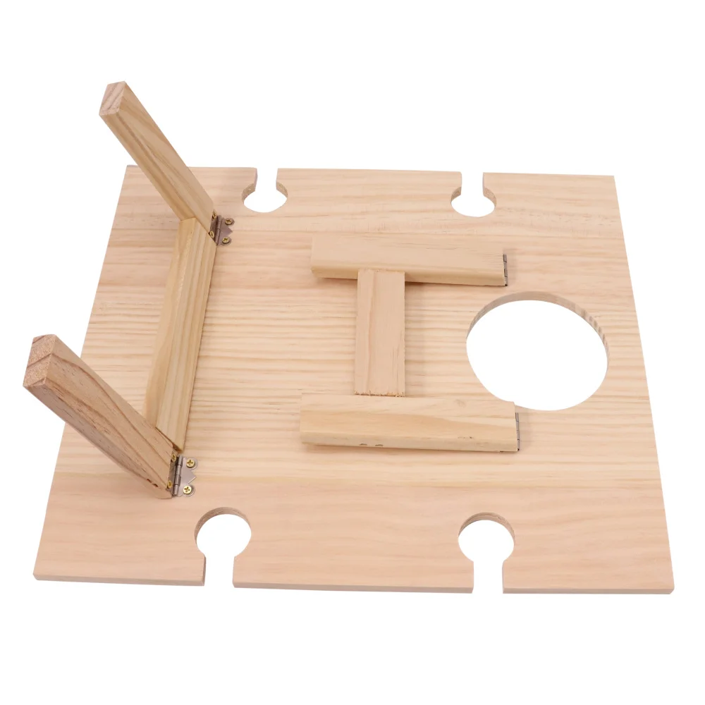 Foldable Table Portable Wine Picnic with 4 Wine Glasses Holder Outdoor Small Rectangular Wooden
