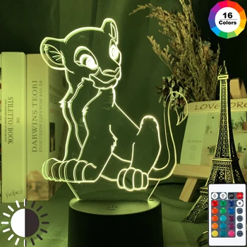 

The Lion King Simba Figure 3d Illusion Baby Night Light Led Touch Sensor Color Changing Nightlight for Child Bedroom Table Lamp