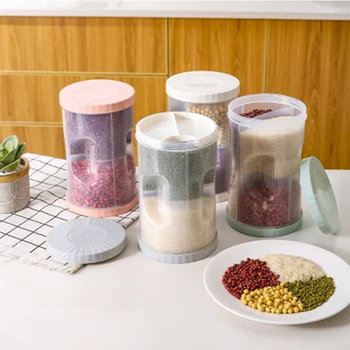 

4 Grids Food Seal Storage Jar with Lid Grain Cereals Box Moisture-proof Multigrain Container Fresh-keeping Can Kitchen Organizer
