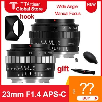 TTArtisan 카메라 렌즈 APS-C MF 렌즈, 캐논 EF-M EOSM 파나소닉 올림푸스 M4/3 후지 X 소니 E 니콘 Z ZFC 마운트 카메라, 23mm F1.4