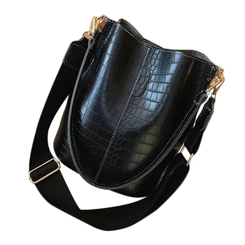 

Women Large Capacity Alligator Bucket Bags Crocodile Pattern Handbag Casual Crocodile Shoulder Messenger Bags Ladies Pu Purse