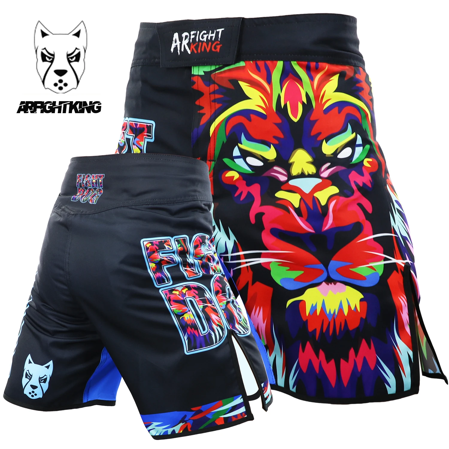 MMA fight sport color lion shorts Mixed martial arts training Beach