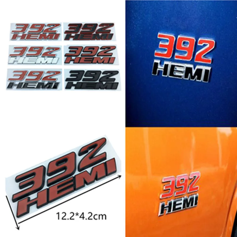 Car Tail Exterior 3D Metal Decal Decoration for 392 345 6.4L HEMI Emblem Car Sticker for Dodge Challenger Caliber Jeep Wrangler