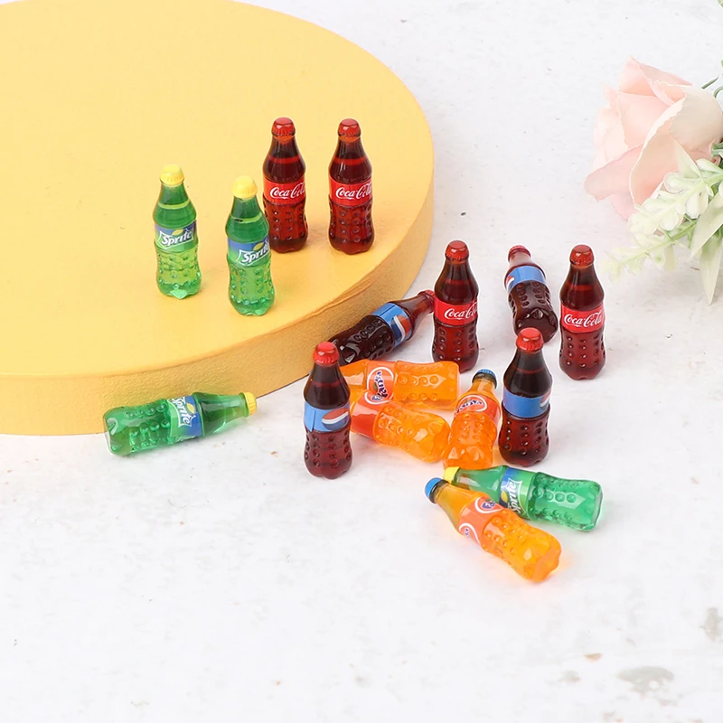Dollhouse Miniature Coke Fanta Sprite Water Bottle Beverage Model 4PCS for Dollhouse Kitchen Food Toy soda bottles